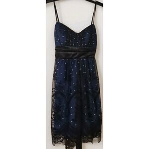 Ruby Rox Babydoll Dress Missy Small Whimsygoth Mesh Flocked Glitter Zipper  Blue